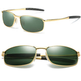Rectangular Sunglasses For Men With Metal Frame Polarized Retro Square Sunglasses Ultra Light