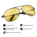 Day Night Vision Sunglasses Glasses Anti-glare Driving Eyewear Polarized Lens Unbreakable Frame Metal Driver Glasses