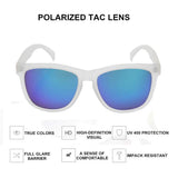 Polarized Wayfarer Sunglasses,Retro Unisex Clear Matt Frame TAC Mirrored Beach Sunglasses UV400