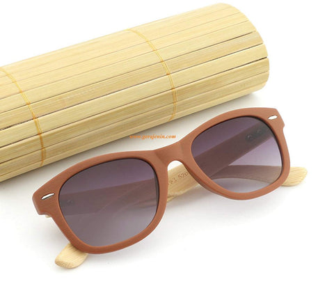 Unisex Handmade Bamboo Wayfarer Sunglasses UV400 HD Polarized Wooden Retro Color Frame Glasses