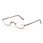 Vintage Alloy Semi Rimless Reading Glasses Men Women Half Frame Slim Glasses with Stylish Case T0340