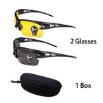 2 Pairs Unisex Sunglasses Anti Glare Non-Polarized Stylish Day and Night Vision Glasses best for Men Women Driving Sports