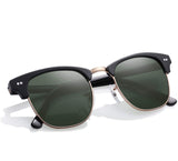 Semi Rimless Sunglasses for Women Men, Designer G15 Glass Lenses