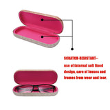 Bling PU Leather Color Block Hard Eyeglass Glass Case