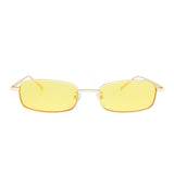 Small Clear Lens Tinted Sunglasses Slender Rectangular Metal Glasses Women Men