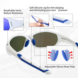 Polarized Sports Sunglasses, HD Lens,Built-in Comfortable Silicon Leg for Men Women Baseball Running Cycling Fishing Driving Golf Softball Hiking