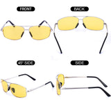 HD Night Vision Glasses Polairzed Anti Glare Safe Driving Yellow lens Mens Rectangle Metal Frame, UV400 Protection