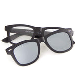[2-in-1 SET] Blue Light Blocking Glasses with Clip On Polarized Sunglasses, Retro Lightweight Frame Men/Women