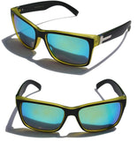 Large Matte Square Retro Sunglasses Black Red Blue Frame Color Mirror Lens