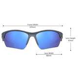 Sports Sunglasses for Men Women, Wrap Semi Rimless Frame Flash Mirror Lens