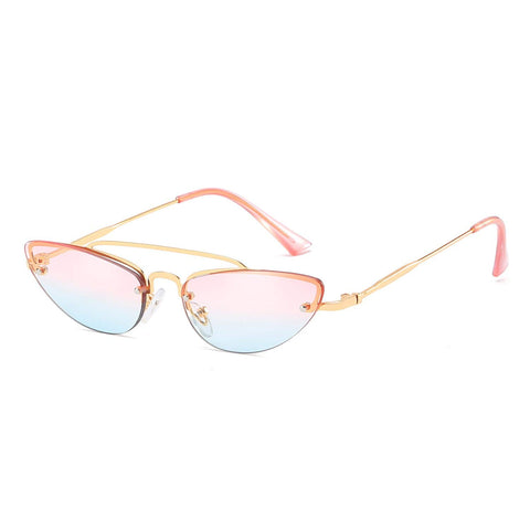 Vintage Slender Petals Shape Arc Temple Cat eye Sunglasses Skinny Design Glasses