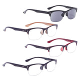 READING GLASSES 4 pack Half-rim Include Sun Readers