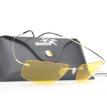 /Men Rimless Titanium Frame Polarized Sunglasses With Case