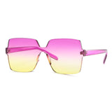 Oversized Square Candy Colors Transparent Lens Rimless Frame Unisex Sunglasses