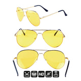 Night Driving Glasses,HD Anti Glare Night Vision Glasses,Aviator Polarized Yellow Lens for Car Women/Man
