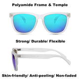 Polarized Wayfarer Sunglasses,Retro Unisex Clear Matt Frame TAC Mirrored Beach Sunglasses UV400