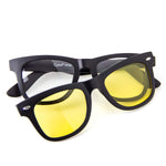 [2-in-1 SET] Blue Light Blocking Glasses with Clip On Polarized Sunglasses, Retro Lightweight Frame Men/Women