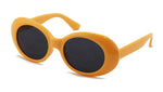 Vintage Sunglasses UV400 Bold Retro Oval Mod Thick Frame Sunglasses Clout Goggles with Dark Round Lens