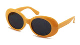 Vintage Sunglasses UV400 Bold Retro Oval Mod Thick Frame Sunglasses Clout Goggles with Dark Round Lens