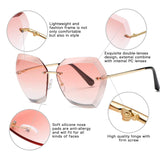One Piece Rimless Sunglasses Women Cat Eye Glasses Oversized Candy Color Eyewear
