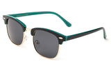 Newbee Fashion - Polarized Classic Vintage Clubmaster Style Comfortable Semi-Rimless Two Tone Wood Colored Fashion Sunglasses