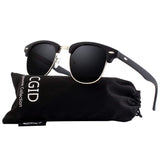Classic Polarized Semi Rimless Unisex Horn Rimmed Sunglasses Mens Womens