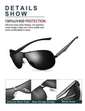 Mens Sports Aviator Polarized Sunglasses Military Pilot style Large Metal Frame