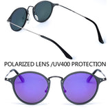 Round Retro Polarized Sunglasses Driving Shopping Glasses Steampunk Frame, UV400 Protection