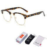 Vintage Inspired Semi-Rimless Clubmaster Clear Lens Glasses Frame