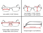 3-pack Large Rectangular Reading Glasses with Spring Temple for Men