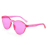 One Piece Rimless Sunglasses Transparent Candy Color Eyewear Ultra-Bold Colorful Mono Block