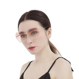 One Piece Rimless Sunglasses Women Cat Eye Glasses Oversized Candy Color Eyewear