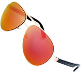 Steel Leather Frame Real Revo Mirror Lens Active Aviator Sunglasses Gift Box