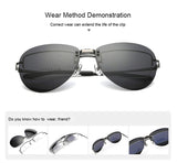 Clip-On Sunglasses Polarized Aviator Al-Mg Rimless Lens For Prescription Glasses