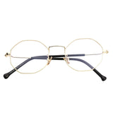 Modern Geometric Metal Alloy Slim Frame Clear Lens Hexagonal Prescription Glasses