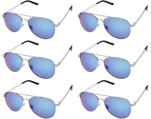 AVIATOR SUNGLASSES - Classic & Stylish Retro Sunglasses Bulk Wholesale (6 Pack)