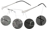Pure Titanium Rimless Frame Prescription Hingeless Eyeglasses 52mm