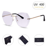 One Piece Rimless Sunglasses Women Cat Eye Glasses Oversized Candy Color Eyewear
