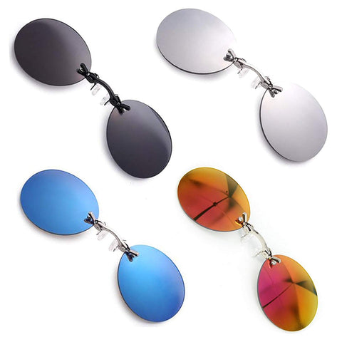 4 Pack Retro Round Clip On Nose glasses Matrix Morpheus Movie rimless sunglasses