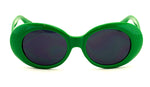 Vintage Sunglasses UV400 Bold Retro Oval Mod Thick Frame Sunglasses Clout Goggles with Dark Round Lens