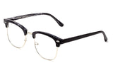 Newbee Fashion - Clubmaster Oval Stylish Retro Vintage Semi-Rimless Floral Classic Half Frame Clear Glasses Frames