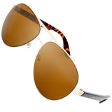 Steel Leather Frame Real Revo Mirror Lens Active Aviator Sunglasses Gift Box