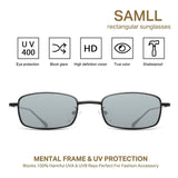 Rectangular Sunglasses Small Thin Metal Rim Hippie Candy Tinted Lens Shades