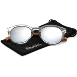 Mens Clubmaster Sunglasses Semi Rimless Wooden Sunglasses Polarized in Original Boxes