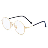 Modern Geometric Metal Alloy Slim Frame Clear Lens Hexagonal Prescription Glasses