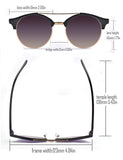 Classic Half Frame Mirrored Round Lens Double Bridge Sunglasses Eyewear