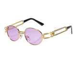 Retro Round Steampunk Sunglasses Metal Frame