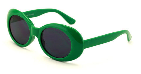 Vintage Sunglasses UV400 Bold Retro Oval Mod Thick Frame Sunglasses Clout Goggles with Dark Round Lens