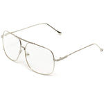 - 70's Style Clear Glasses Gold Frame Aviator Style