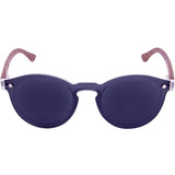 Round Reflective Wood Sunglasses For Women & Men with Special One Piece Style Polarized Lens and with Wood Box